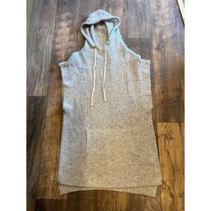 Rebecca Taylor Womens Wool Cashmere Silk Knit Sleeveless Hoodie Vest Grey Small